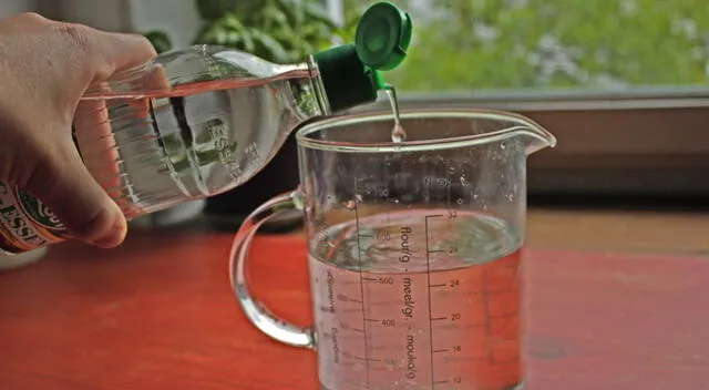 Una mezcla de vinagre y agua ayuda a remover las manchas blancas del cemento sin dañar la superficie. 