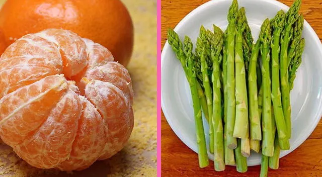 Mandarina y espárrago. Mandarina y espárrago.