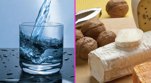 Agua y queso para la salud bucal.