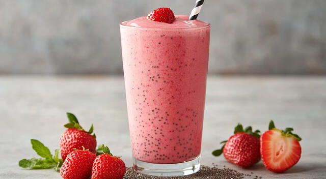 Cada ingrediente de este jugo de fresa con proteína aporta propiedades funcionales.