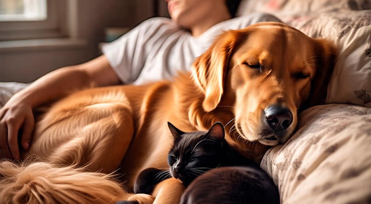 Expertos revelan si es bueno dormir con perros o gatos.