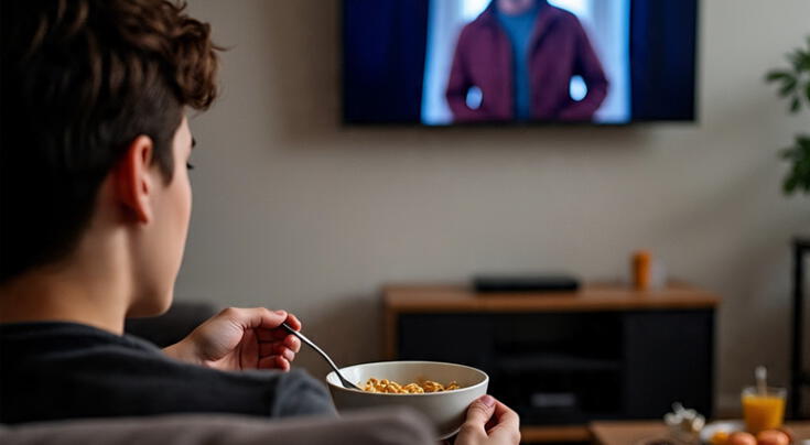 Por qué no debes comer mirando la TV, según expertos.