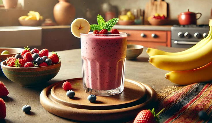Batido proteico de frutos rojos para después de intensos ejercicios.